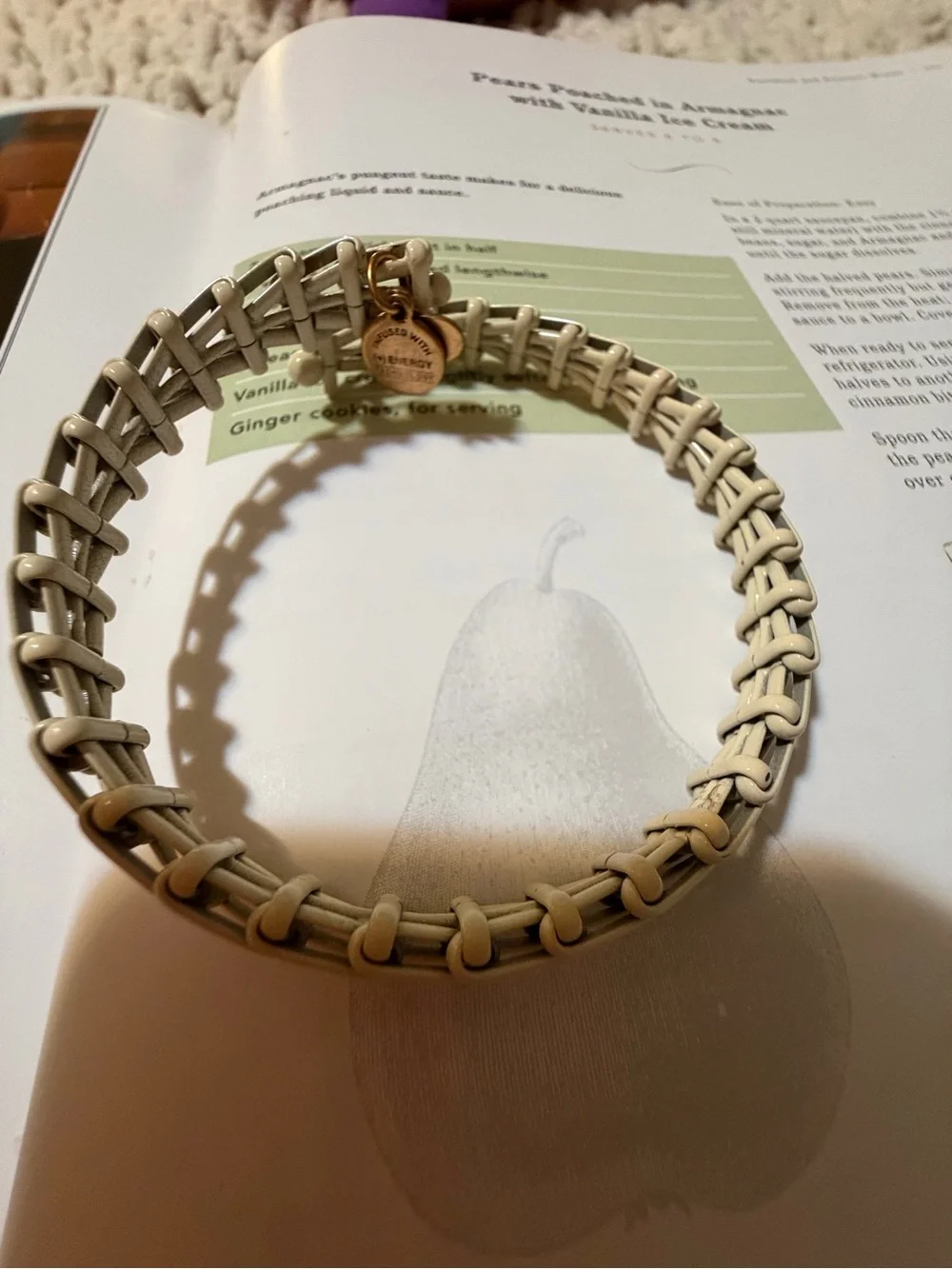 Alex and Ani Cream Braided Chain Bracelet with Gold Charm